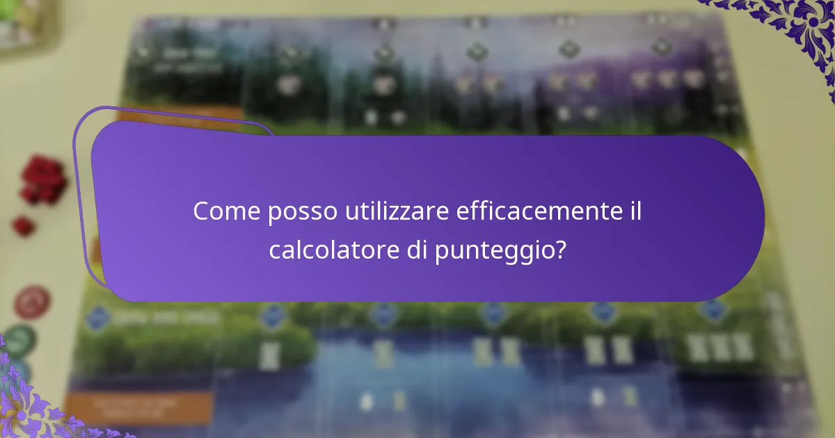 Come posso utilizzare efficacemente il calcolatore di punteggio?